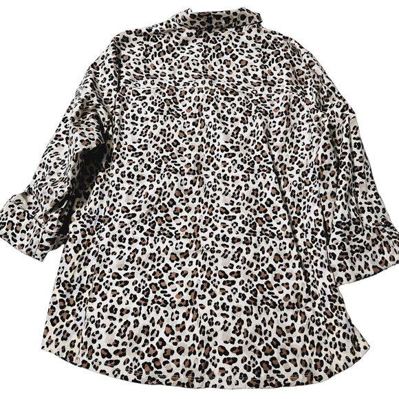 Coral Bay Womens Blouse Multi-Color Size Large Cotton Blend 3/4 Sleeve Stretch - Picture 2 of 12